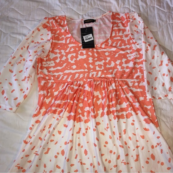 Reborn New W.T. XL Size Orange and White Print 35” Leigh 20 Chest 18 Waist - Picture 2 of 4